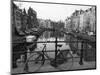 Black and White Imge of an Old Bicycle by the Singel Canal, Amsterdam, Netherlands, Europe-Amanda Hall-Mounted Photographic Print