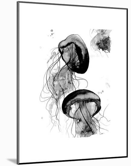 Black and White Jellyfish-Jessica Durrant-Mounted Art Print