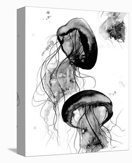 Black and White Jellyfish-Jessica Durrant-Stretched Canvas