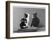 Black and White Kitten and a Grey and White Kitten Sit Atop Some Books-null-Framed Photographic Print