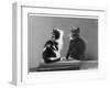 Black and White Kitten and a Grey and White Kitten Sit Atop Some Books-null-Framed Photographic Print