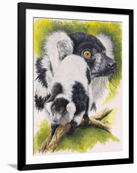 Black and White Lemur-Barbara Keith-Framed Giclee Print