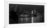 Black and white Manhattan skyline from Brooklyn Bridge park with reflection in the East River-David Chang-Framed Photographic Print