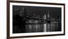 Black and white Manhattan skyline from Brooklyn Bridge park with reflection in the East River-David Chang-Framed Photographic Print