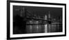 Black and white Manhattan skyline from Brooklyn Bridge park with reflection in the East River-David Chang-Framed Photographic Print