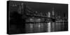 Black and white Manhattan skyline from Brooklyn Bridge park with reflection in the East River-David Chang-Stretched Canvas