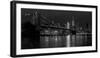 Black and white Manhattan skyline from Brooklyn Bridge park with reflection in the East River-David Chang-Framed Photographic Print