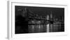 Black and white Manhattan skyline from Brooklyn Bridge park with reflection in the East River-David Chang-Framed Photographic Print