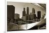 Black And White Millennium Park Bridge-Patrick Warneka-Framed Photographic Print