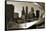 Black And White Millennium Park Bridge-Patrick Warneka-Framed Stretched Canvas