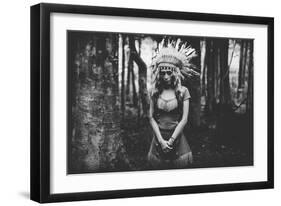 Black And White Mood In The Forest-null-Framed Giclee Print