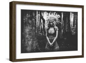Black And White Mood In The Forest-null-Framed Giclee Print