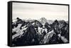 Black and White Mountain Landscape in the Alps, France.-badahos-Framed Stretched Canvas