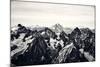 Black and White Mountain Landscape in the Alps, France.-badahos-Mounted Photographic Print