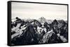 Black and White Mountain Landscape in the Alps, France.-badahos-Framed Stretched Canvas