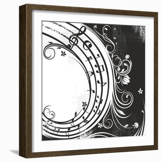 Black And White Music Background-catrin81-Framed Art Print