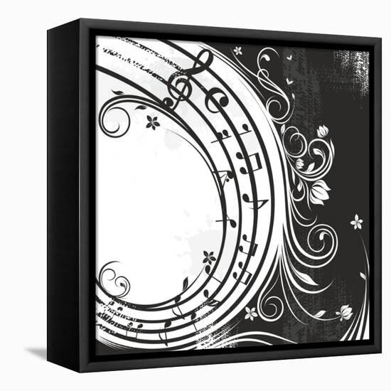 Black And White Music Background-catrin81-Framed Stretched Canvas