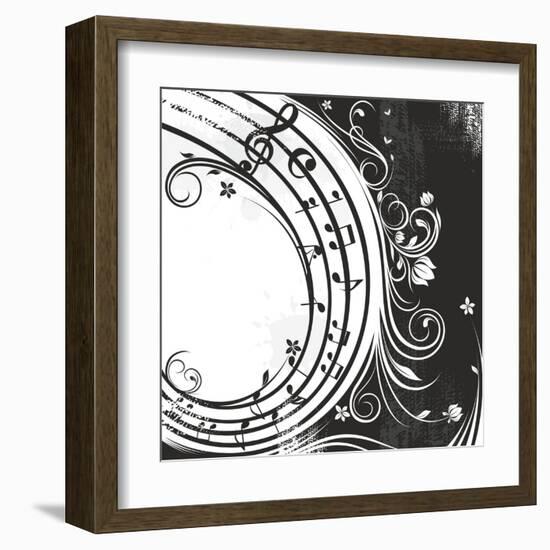 Black And White Music Background-catrin81-Framed Art Print