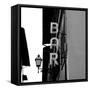 Black and White Neon Lights Spelling BAR in the Street-Robin Nieuwenkamp-Framed Stretched Canvas