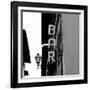 Black and White Neon Lights Spelling BAR in the Street-Robin Nieuwenkamp-Framed Photographic Print