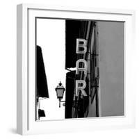 Black and White Neon Lights Spelling BAR in the Street-Robin Nieuwenkamp-Framed Photographic Print