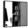 Black and White Neon Lights Spelling BAR in the Street-Robin Nieuwenkamp-Framed Stretched Canvas