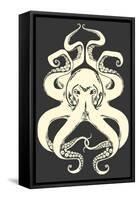 Black and White Octopus-Lantern Press-Framed Stretched Canvas