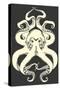 Black and White Octopus-Lantern Press-Stretched Canvas