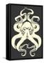 Black and White Octopus-Lantern Press-Framed Stretched Canvas