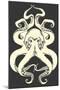 Black and White Octopus-Lantern Press-Mounted Art Print