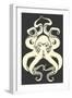 Black and White Octopus-Lantern Press-Framed Art Print