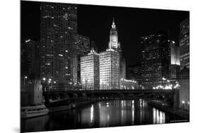 Black And White Of Chicago River-Patrick Warneka-Mounted Photographic Print