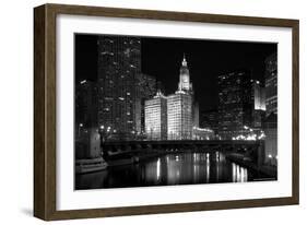 Black And White Of Chicago River-Patrick Warneka-Framed Photographic Print