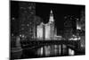 Black And White Of Chicago River-Patrick Warneka-Mounted Premium Photographic Print