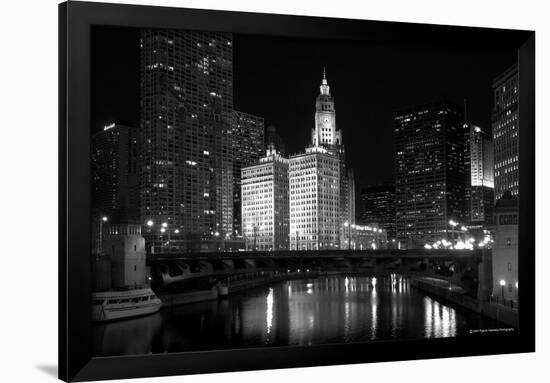 Black And White Of Chicago River-Patrick Warneka-Framed Photographic Print