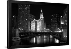 Black And White Of Chicago River-Patrick Warneka-Framed Photographic Print