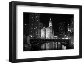 Black And White Of Chicago River-Patrick Warneka-Framed Photographic Print