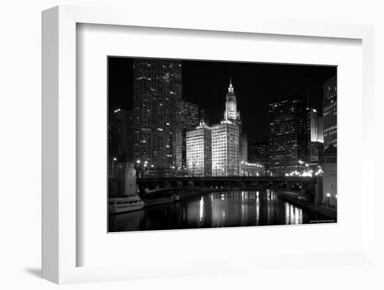 Black And White Of Chicago River-Patrick Warneka-Framed Photographic Print