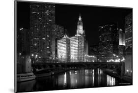 Black And White Of Chicago River-Patrick Warneka-Mounted Photographic Print