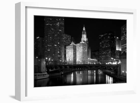 Black And White Of Chicago River-Patrick Warneka-Framed Photographic Print