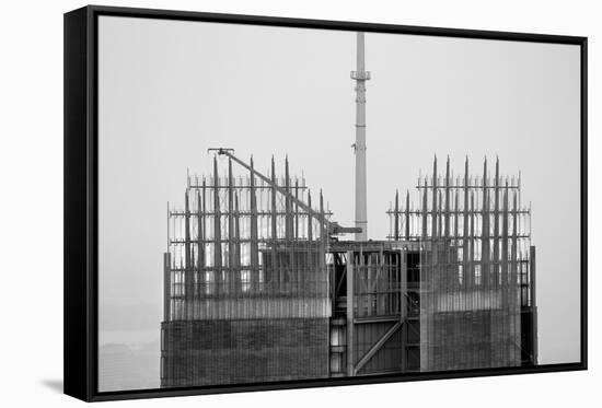 Black and White of the Top of the Bank of America Building in NYC-null-Framed Stretched Canvas