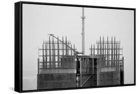 Black and White of the Top of the Bank of America Building in NYC-null-Framed Stretched Canvas