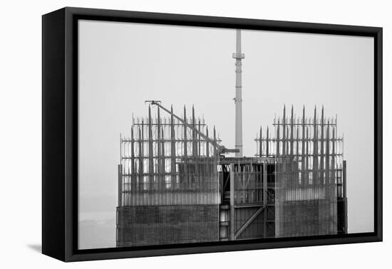 Black and White of the Top of the Bank of America Building in NYC-null-Framed Stretched Canvas