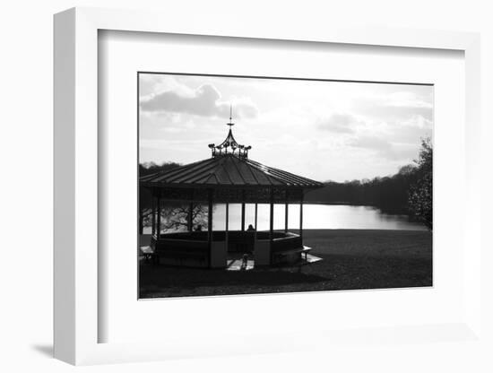 Black and White Pagoda Overlooking River-richardjagger-Framed Photographic Print