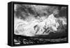 Black and White Panoramic View of Mount Everest-Daniel Prudek-Framed Stretched Canvas