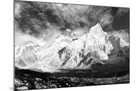 Black and White Panoramic View of Mount Everest-Daniel Prudek-Mounted Photographic Print