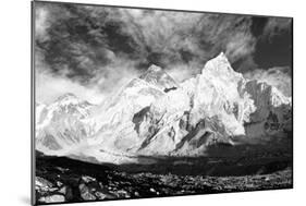 Black and White Panoramic View of Mount Everest-Daniel Prudek-Mounted Photographic Print