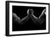 Black and white photo of arm wresting-Pete Saloutos-Framed Photographic Print