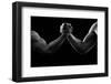 Black and white photo of arm wresting-Pete Saloutos-Framed Photographic Print