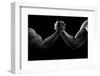 Black and white photo of arm wresting-Pete Saloutos-Framed Photographic Print
